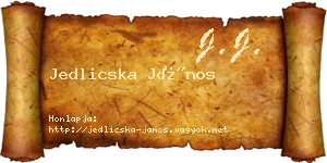 Jedlicska János névjegykártya